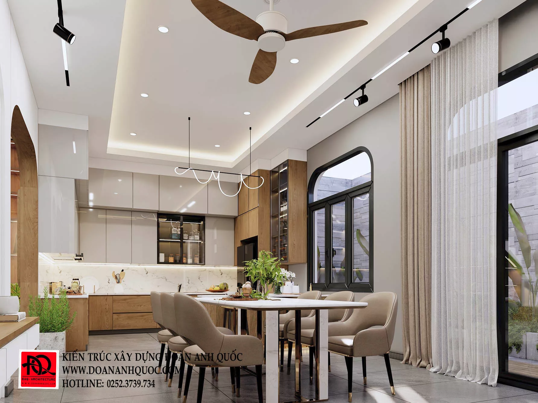 Thiết kế nội thất nhà phố 3 tầng hiện đại, sang trọng tại Phan Thiết